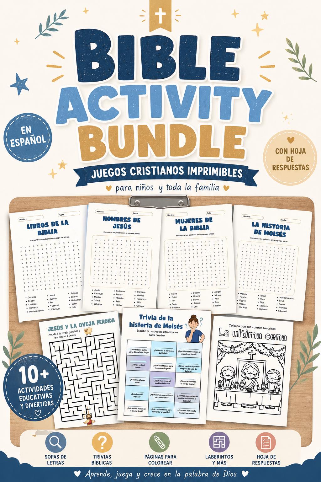 Bible Activity Bundle for Kids PDF | Printable Christian Games | Bible ...