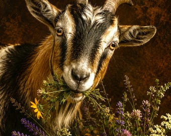 Stampa di una capra birichina: arte moderna con animali da fattoria (PDF 8x10, download)