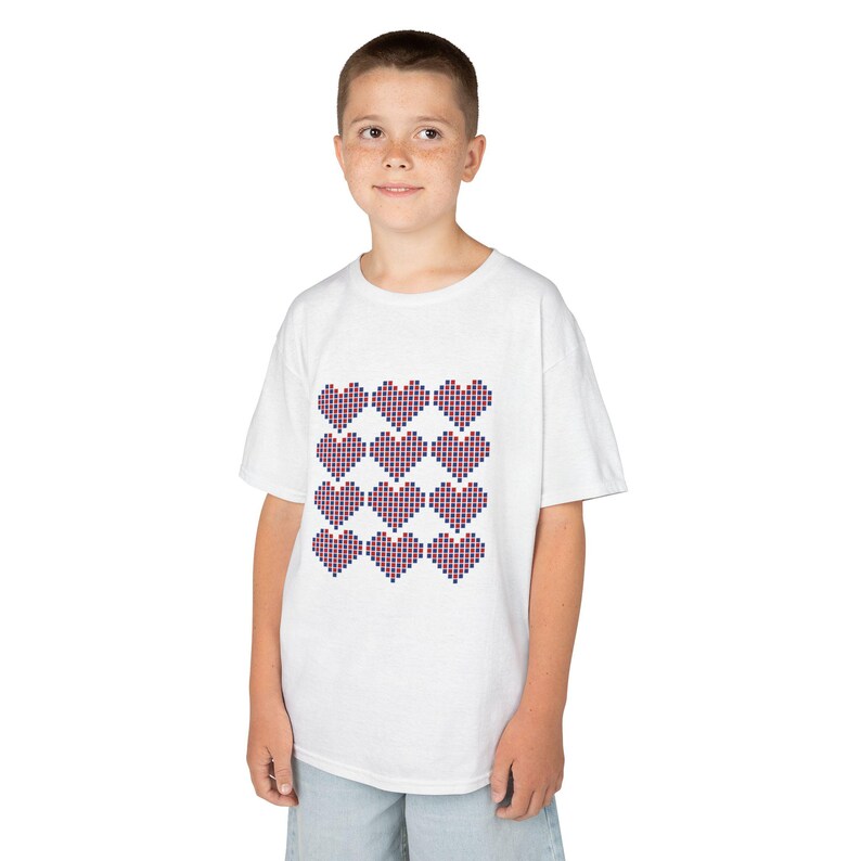 France Kids T-Shirt | France Pixel Heart Shirt | France Football Kids Tee | Flag Heart Shirt image 2