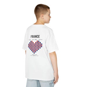France Kids T-Shirt | France Pixel Heart Shirt | France Football Kids Tee | Flag Heart Shirt image 3