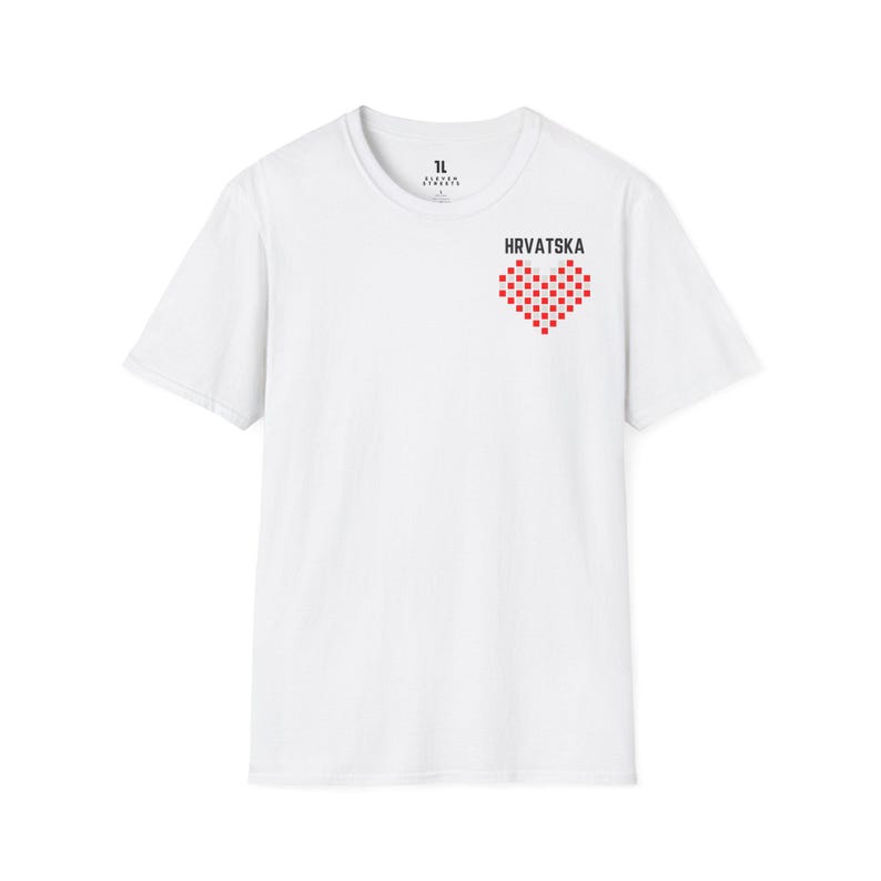Croatia Football Culture Shirt | Hrvatska Pixel Heart Tee | With heart first. image 1