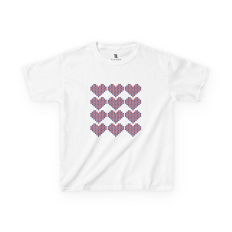 France Kids T-Shirt | France Pixel Heart Shirt | France Football Kids Tee | Flag Heart Shirt image 1