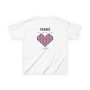 France Kids T-Shirt | France Pixel Heart Shirt | France Football Kids Tee | Flag Heart Shirt image 4