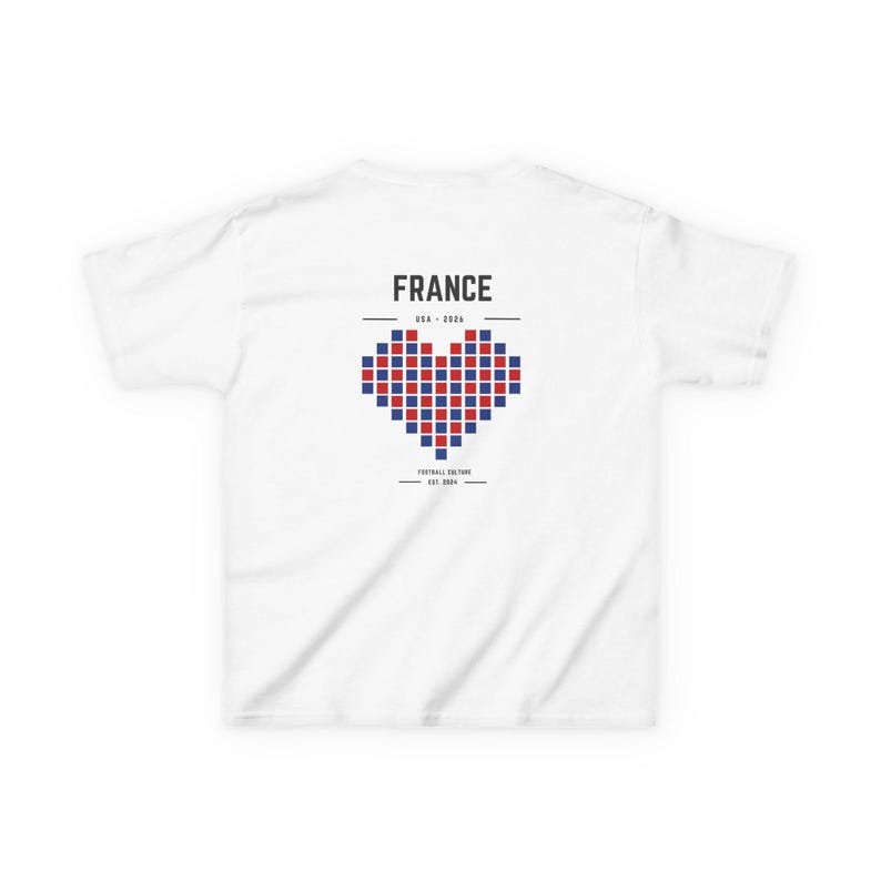 France Kids T-Shirt | France Pixel Heart Shirt | France Football Kids Tee | Flag Heart Shirt image 4