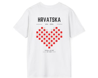 Hrvatska Pixel Heart Unisex Shirt | Croatia Football T-Shirt | Balkan Streetwear Tee