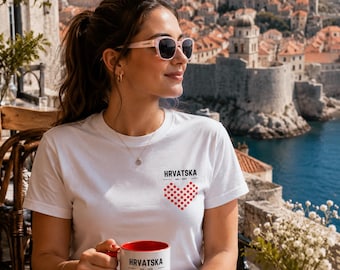 Hrvatska Pixel Heart Mug | Croatia Flag Coffee Cup | Football Culture Mug