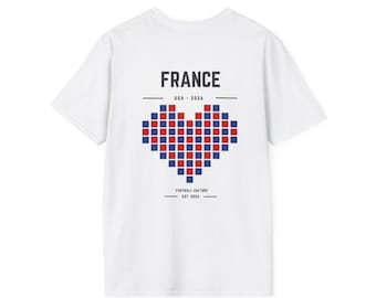 France Pixel Heart Unisex Shirt | France Football T-Shirt | French Streetwear Tee