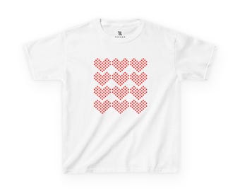 Croatia Pixel Heart Kids Tee | Croatia Football Kids Shirt | Croatia Flag Heart T-Shirt | Fan Gift for Kids