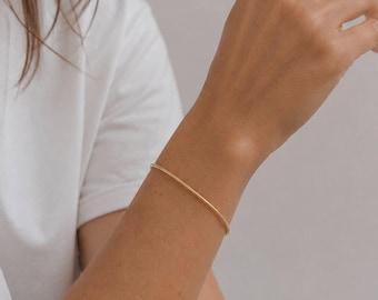Gouden slangenketting, minimalistische roestvrijstalen armband, kleine gouden armband, sierlijke gouden armband, waterdichte sieraden, cadeau, B002