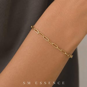 Minimalist Paperclip Chain Bracelet, Stainless Steel Link Bracelet, Dainty Everyday Bracelet, Adjustable Gold Chain Bracelet, Layering, B003