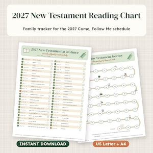 2027 Come Follow Me New Testament Reading Chart, LDS Family Scripture Tracker, Weekly Reading Checklist, 2027 Study Printable PDF