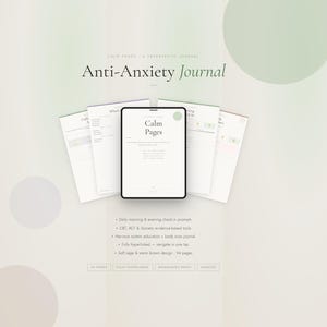 Guided Anxiety Journal, CBT Worksheets, ACT, Somatic Tools, GoodNotes Anxiety Planner, Mindfulness Journal, Anxiety Workbook,Hyperlinked PDF