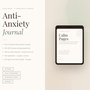 Guided Anxiety Journal, CBT Worksheets, ACT, Somatic Tools, GoodNotes Anxiety Planner, Mindfulness Journal, Anxiety Workbook,Hyperlinked PDF