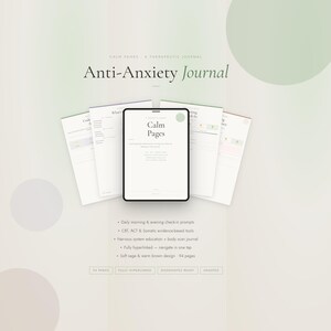 Guided Anxiety Journal, CBT Worksheets, ACT, Somatic Tools, GoodNotes Anxiety Planner, Mindfulness Journal, Anxiety Workbook,Hyperlinked PDF