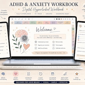 Quaderno di esercizi per ADHD per GoodNotes iPad / Agenda digitale per ADHD / Fogli di lavoro per disfunzioni esecutive / Agenda per adulti neurodivergenti