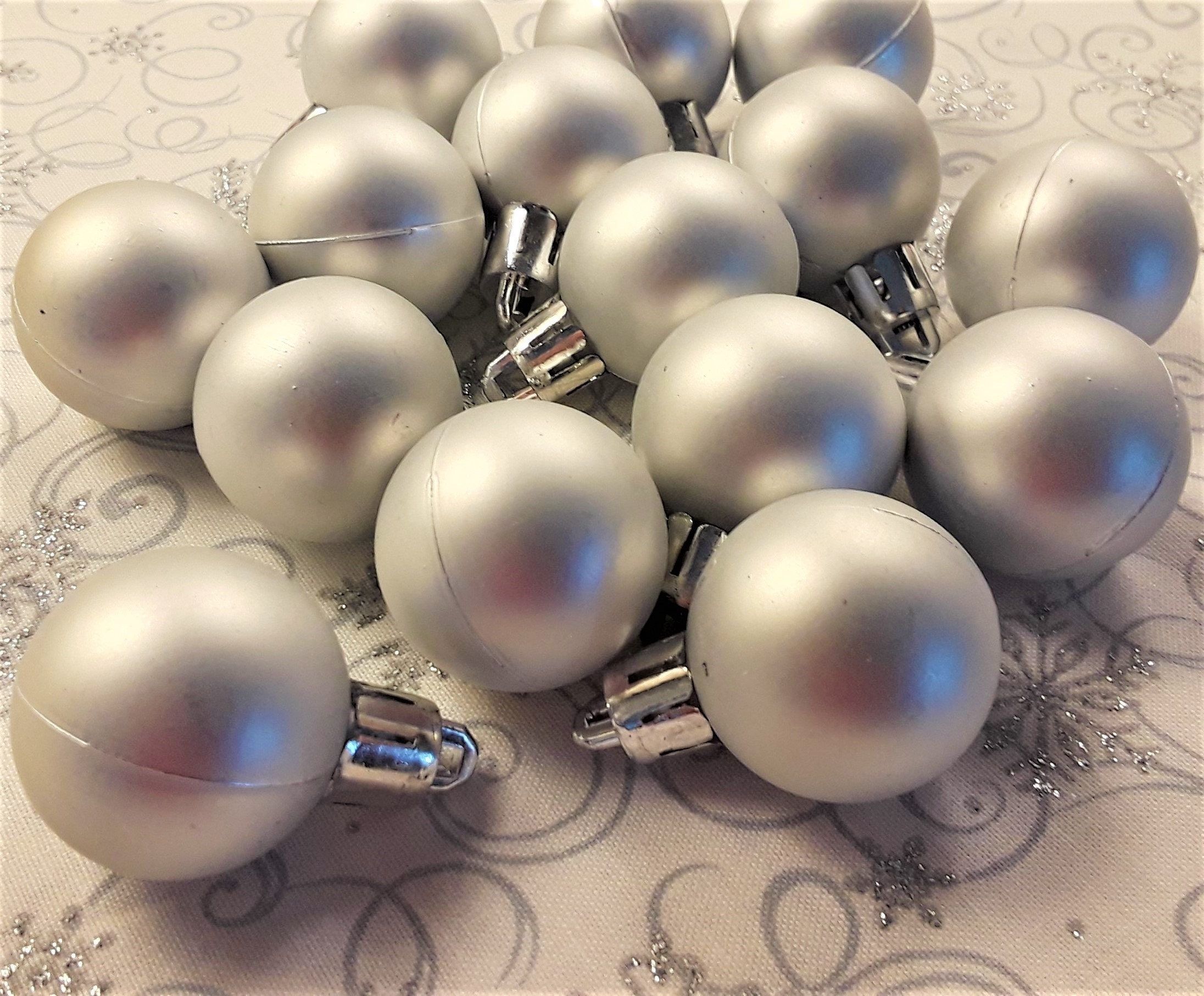 16 Matte Silver Ball Ornaments 1 Diameter Etsy UK