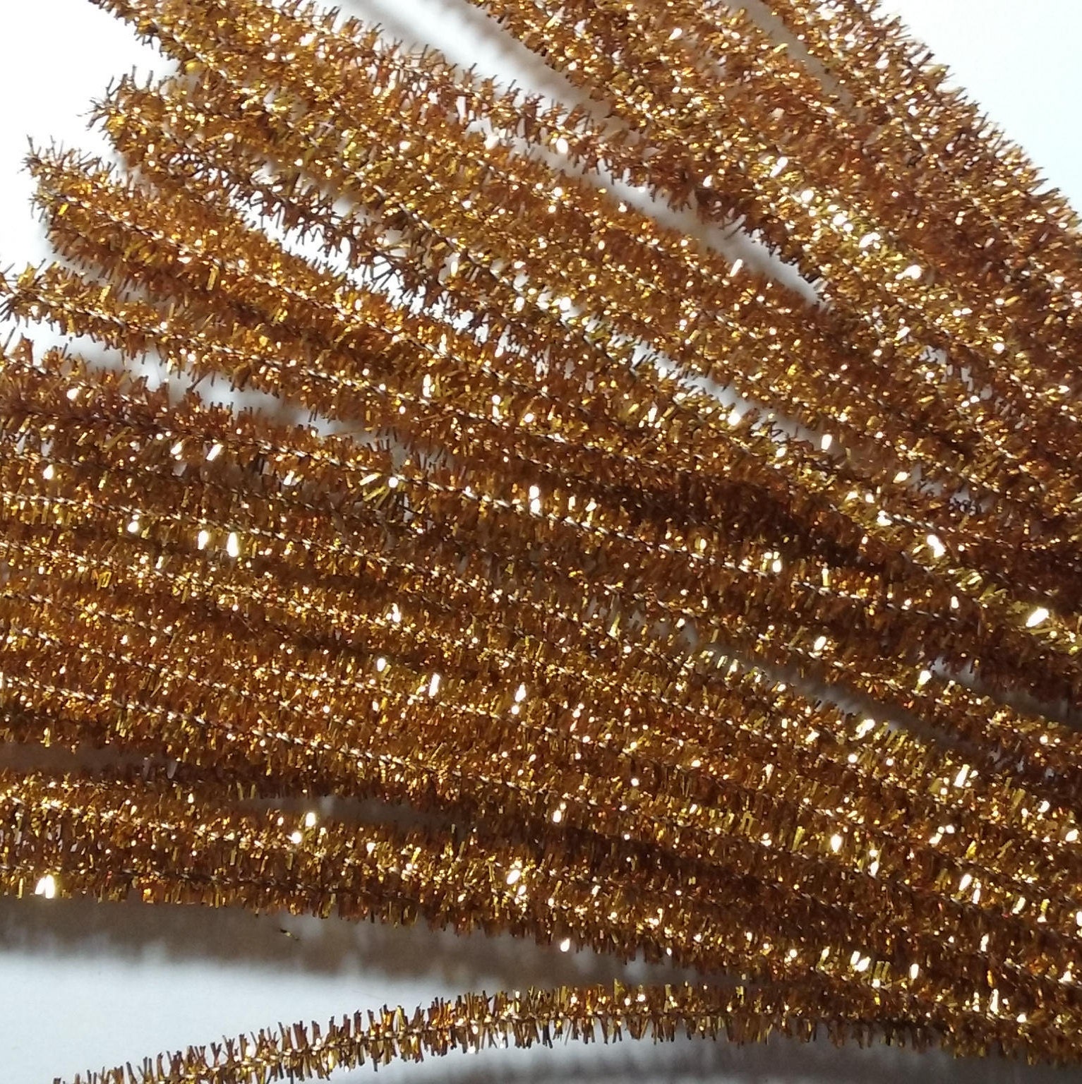 Gold Sparkle Chenille Stems Pipe Cleaners Craft Supply Metallic Shiny 12  Inches 45 Ct per Package 