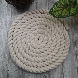White Cotton rope nautical cord, 15mm, twisted 3ply, natural, unbleached, 6.8 ft. (2.1 m)  macrame, crafts, wedding, beach, craft supplies