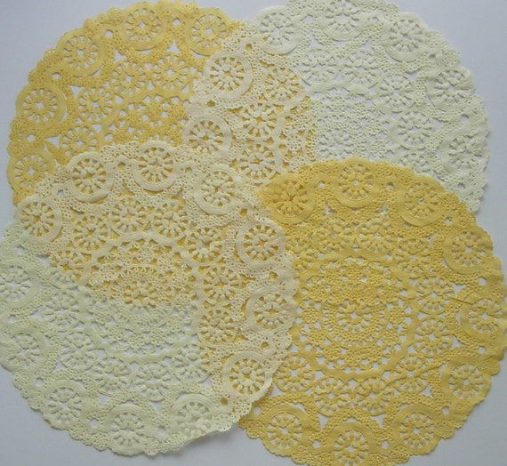 Items similar to TEN dip dyed YELLOW Paper Doilies, 8 inch, 10 inch or