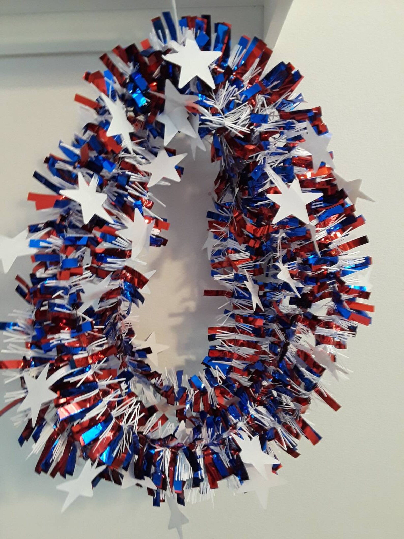 Patriotic Tinsel Garland Metallic Foil Red White and Blue Etsy