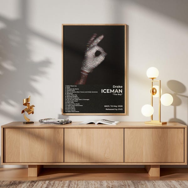 Drake Iceman Album Poster, Drake Wall Art, Hip Hop Music Poster, Rap Album Cover Print, Bedroom Decor, OVO Fan Gift