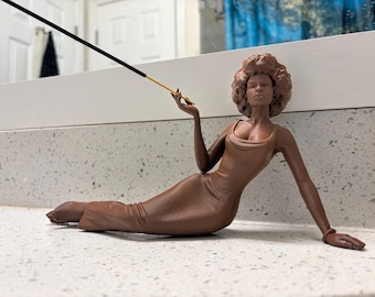 Porta incienso con forma de mujer negra / Hogar afrocéntrico / Decoración afroamericana / Quemador de incienso / Regalo para ella