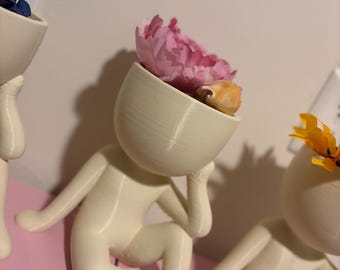 Abstract thinking Figure Planter | 3D Printed Plant Pot | Paintable Planter | Modern Decor
