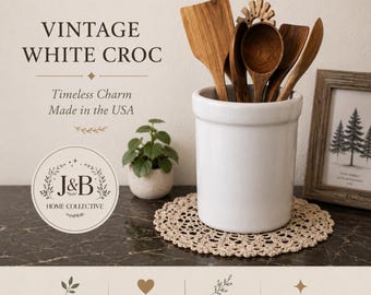 Vintage White Pottery Crock | USA Stamp