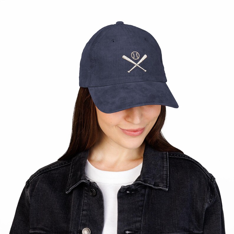 Vintage Embroidered Ball Cap, Soft Corduroy Dad Hat image 5