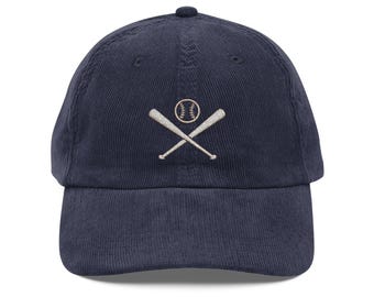 Vintage Embroidered Ball Cap, Soft Corduroy Dad Hat