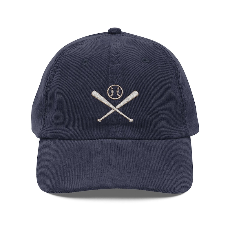 Vintage Embroidered Ball Cap, Soft Corduroy Dad Hat image 1