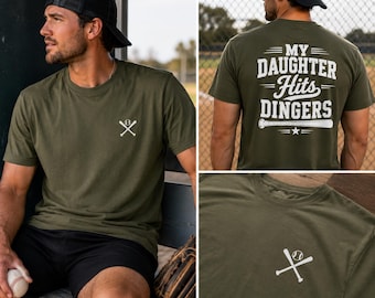Camiseta "Minha Filha Arrasa nos Home Runs" | Camiseta para o Dia dos Pais com o Pai Jogador de Softball