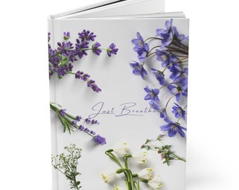 Diario floreale Just Breathe con copertina rigida / quaderno con fiori di lavanda primaverili