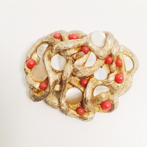 SARAH COVENTRY, Coral And Mother Of Pearl Brooch … - image 2