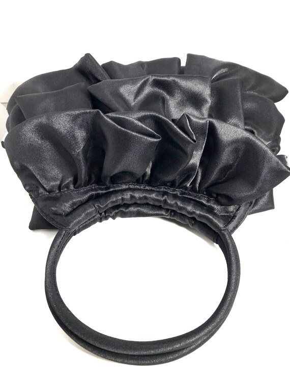SASHA Vintage Black Ruffled Taffeta Evening Bag, … - image 3
