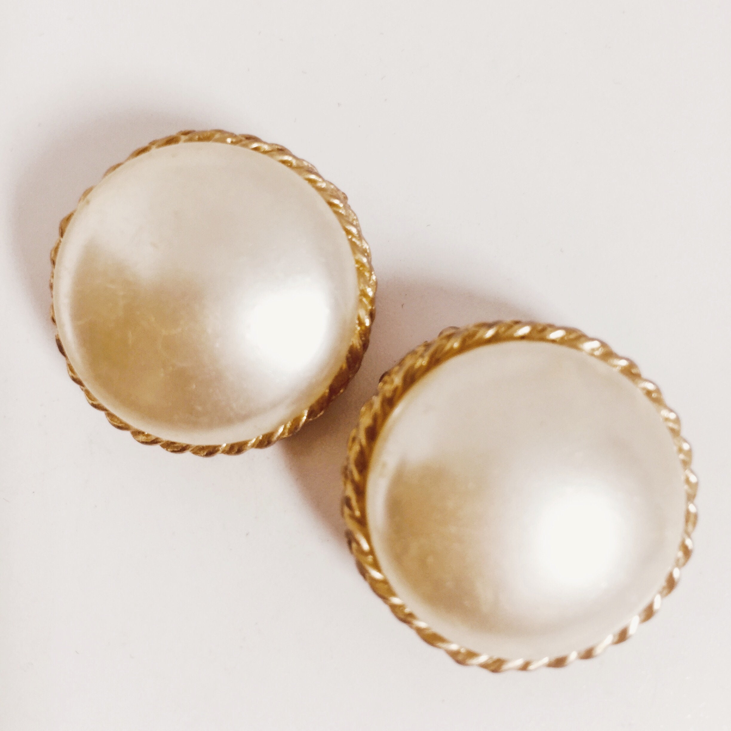 Vintage Pearl Earrings, Large Clip on Earrings, Vintage