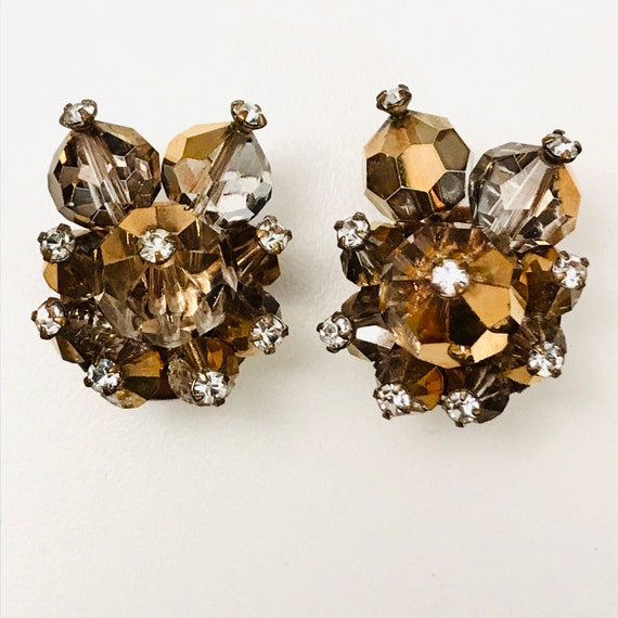 Fabulous Clear Topaz Bead And Rhinestone Clip On … - image 2