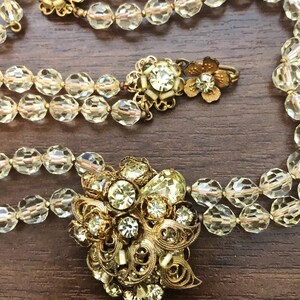 Vintage DeMario NY Rhinestone & Faceted Glass Bead Necklace