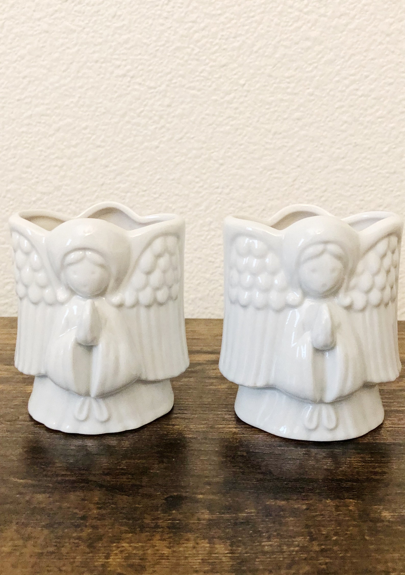 Pair Of Vintage Praying Angel Candle Holders Vintage Home Etsy