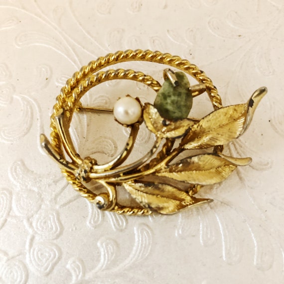 SARAH COVENTRY Vintage Floral Brooch, Called Jade… - image 4