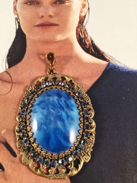 Stunning Lapis Lazuli Pendant, Vintage Jewelry, A… - image 6