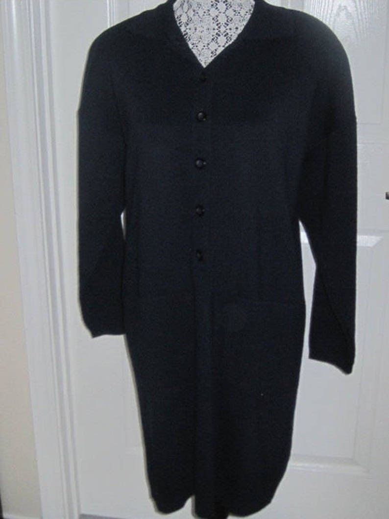 Marked Karen Lessly Classic Navy Blue Sweater Dress Booties Size M Made In USA Boots Wear With Leggings