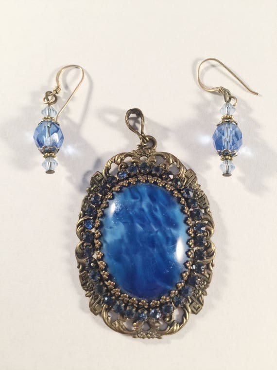 Stunning Lapis Lazuli Pendant, Vintage Jewelry, A… - image 4