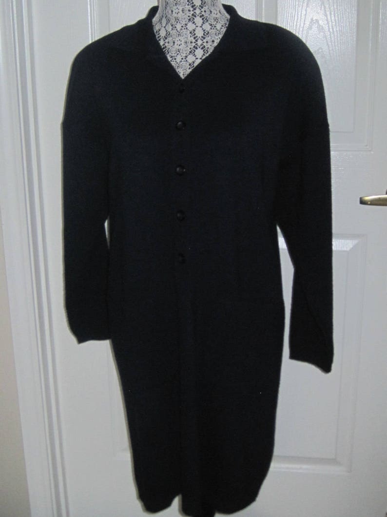 Marked Karen Lessly Classic Navy Blue Sweater Dress Booties Size M Made In USA Boots Wear With Leggings