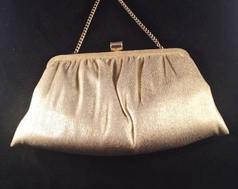 ANDES Gold Lame Evening Bag, Vintage Purse, Special Occasion, Holiday Purse