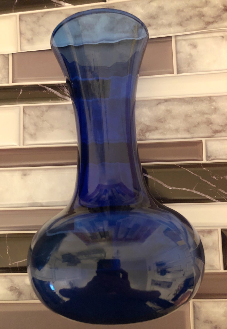 Vintage Cobalt Blue illusions Vase INDIANA GLASS Etsy