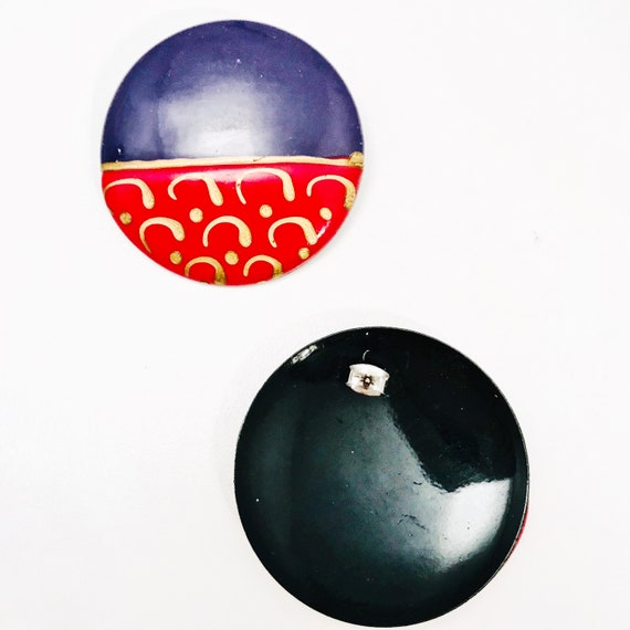 Vintage Mod Statement Earrings, Pierced Circular … - image 3