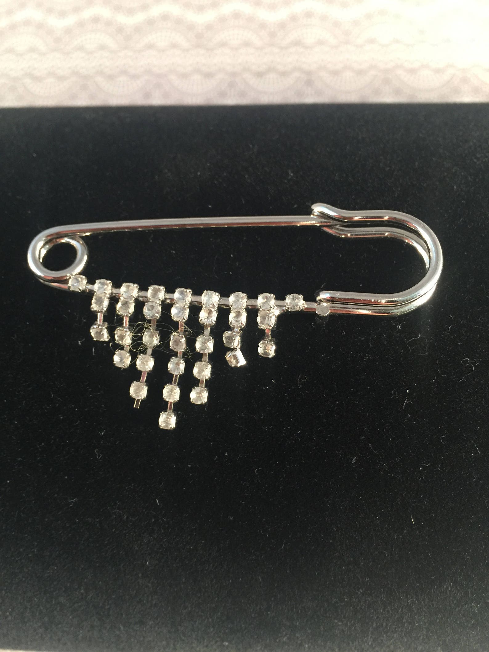 Vintage Safety Pin Brooch Rhinestone Brooch Kilt Brooch Etsy
