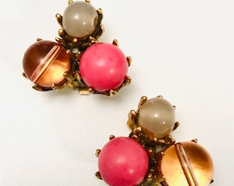 Delightful Beaded Clip On Earrings, Vintage Earrings, Lot 15