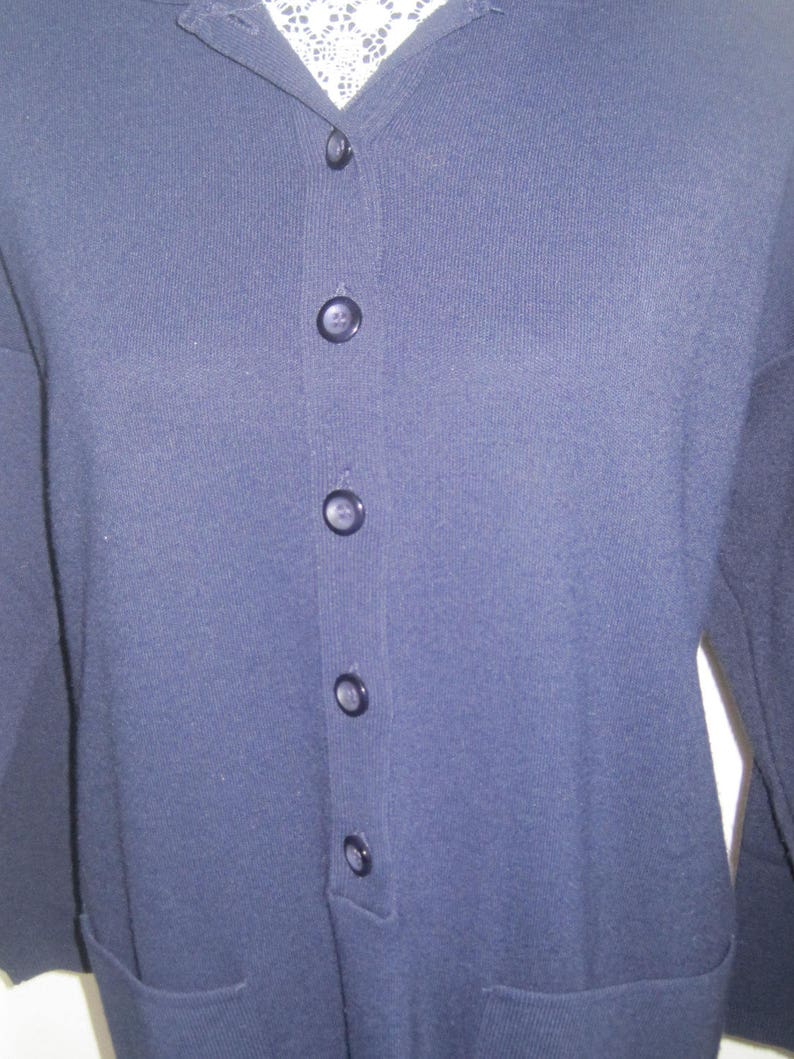 Marked Karen Lessly Classic Navy Blue Sweater Dress Booties Size M Made In USA Boots Wear With Leggings